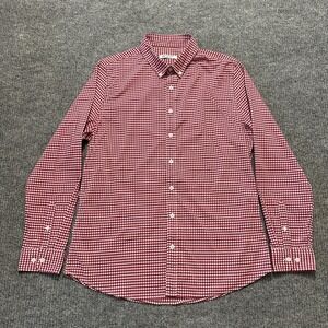 Evolved Kent Mens Button Down Shirt L Large Red White Gingham Long Sleeve